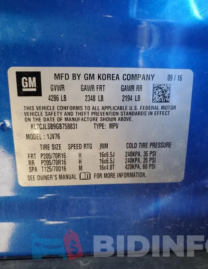 KL7CJLSB9GB758831 Photo# 12
