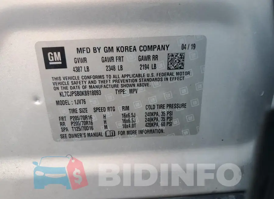 KL7CJPSB0KB918093 Photo# 14