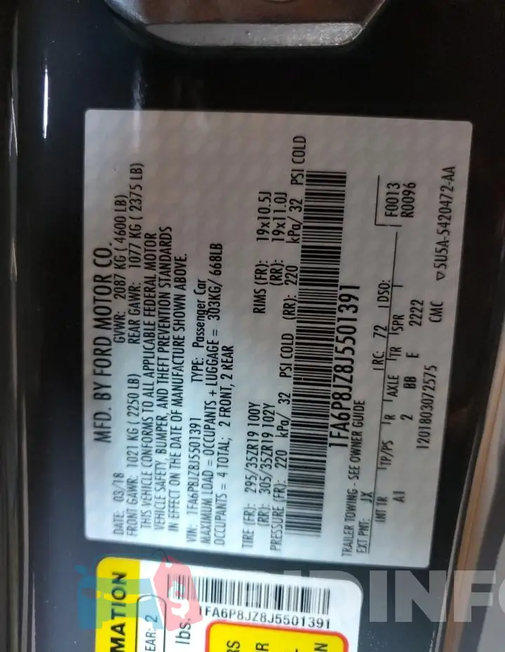 1FA6P8JZ8J5501391 Photo# 12