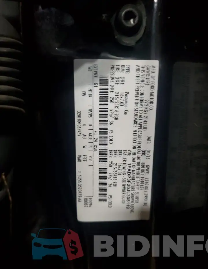 1FADP3F20JL308119 Photo# 12