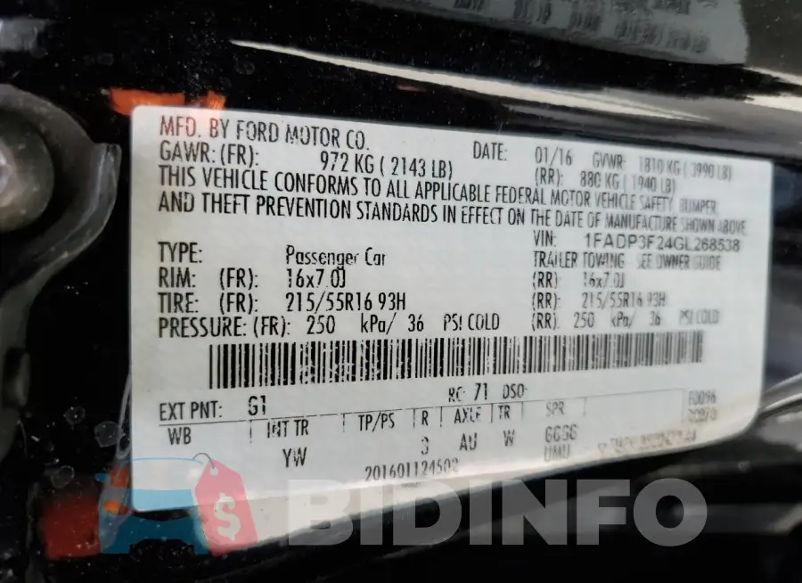1FADP3F24GL268538 Photo# 13