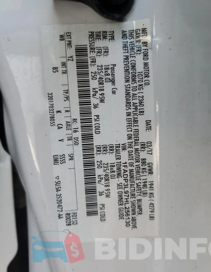 1FADP3L97HL256130 Photo# 12