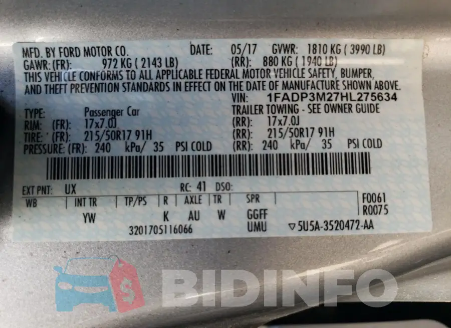 1FADP3M27HL275634 Photo# 12