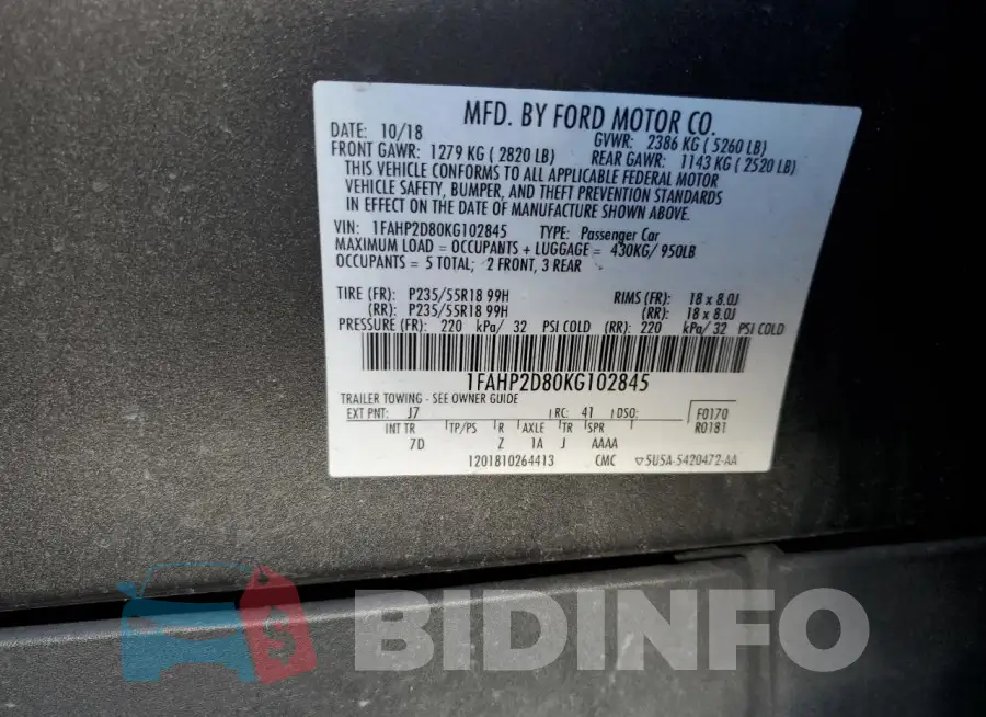 1FAHP2D80KG102845 Photo# 12