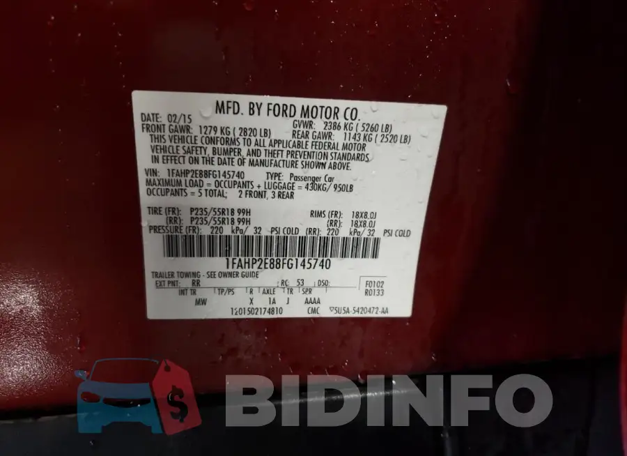 1FAHP2E88FG145740 Photo# 12