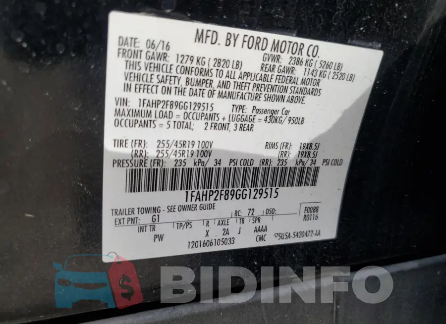 1FAHP2F89GG129515 Photo# 12