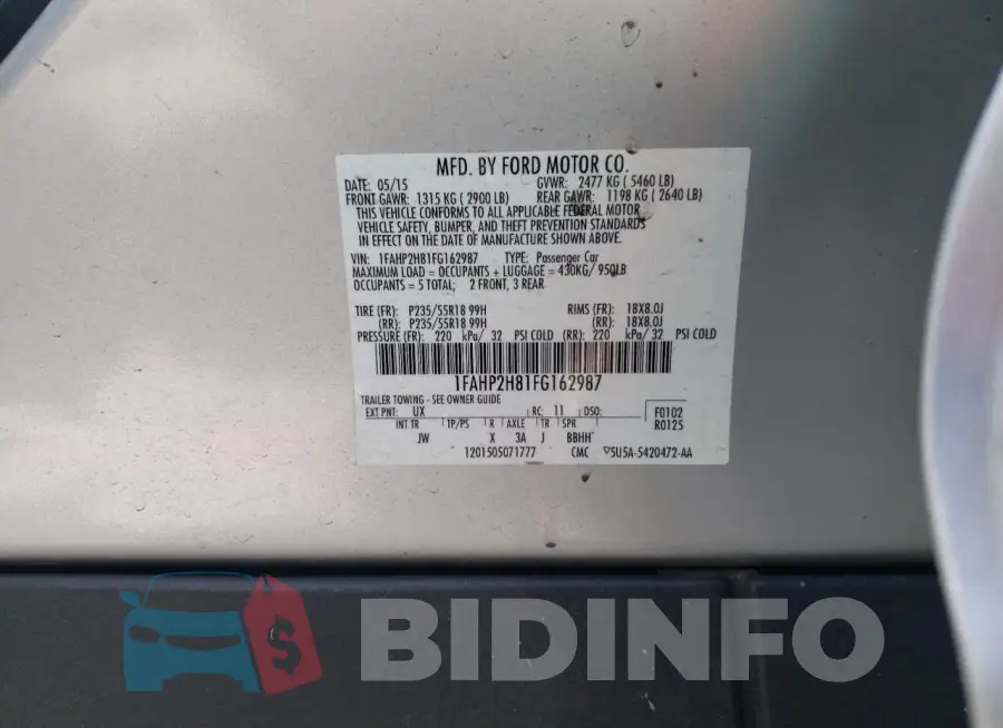 1FAHP2H81FG162987 Photo# 14
