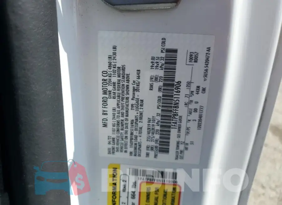 1FATP8FF8N5116906 Photo# 12