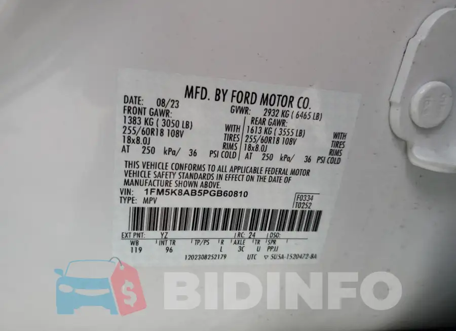 1FM5K8AB5PGB60810 Photo# 14
