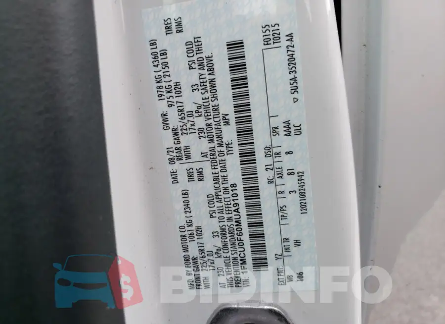 1FMCU0F60MUA91018 Photo# 12
