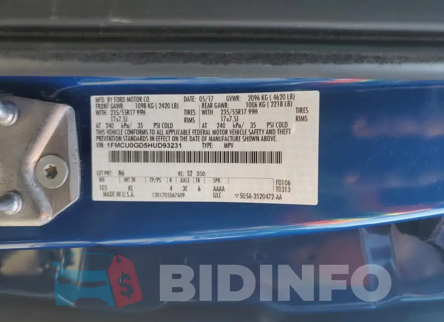 1FMCU0GD5HUD93231 Photo# 13