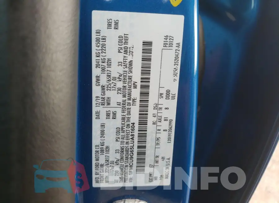 1FMCU9G65LUA81604 Photo# 12