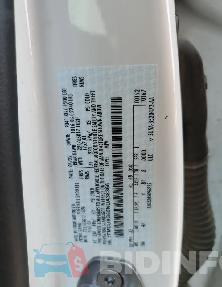 1FMCU9G65NUA38366 Photo# 13