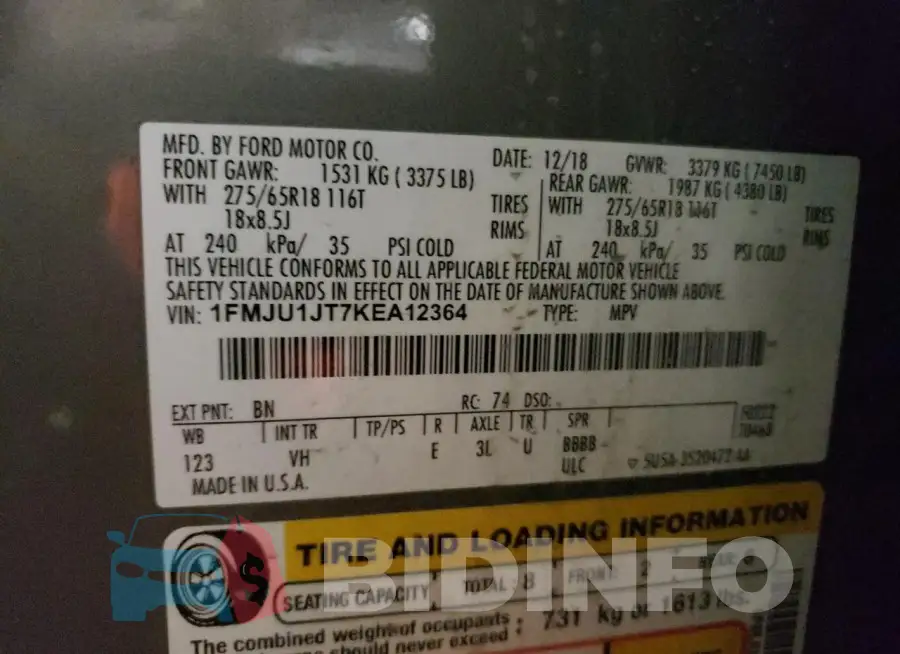 1FMJU1JT7KEA12364 Photo# 13