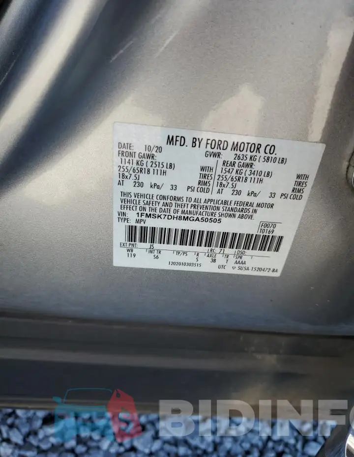 1FMSK7DH8MGA50505 Photo# 13