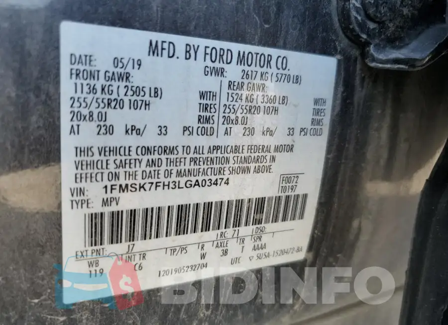 1FMSK7FH3LGA03474 Photo# 13