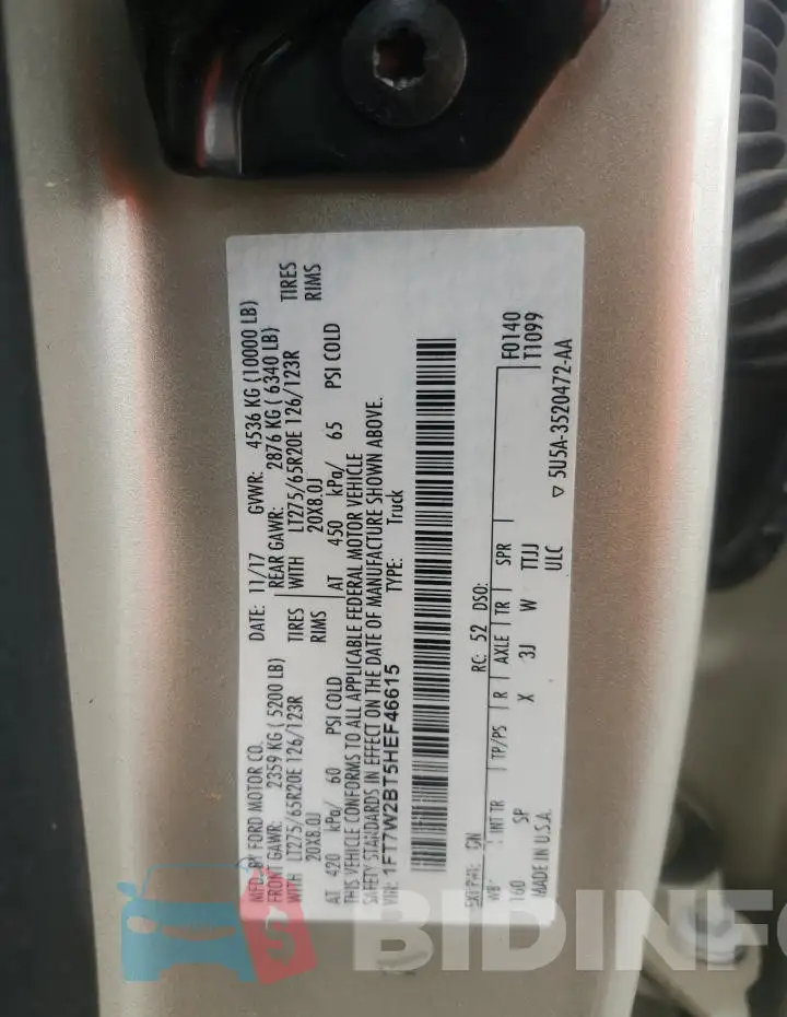 1FT7W2BT5HEF46615 Photo# 12