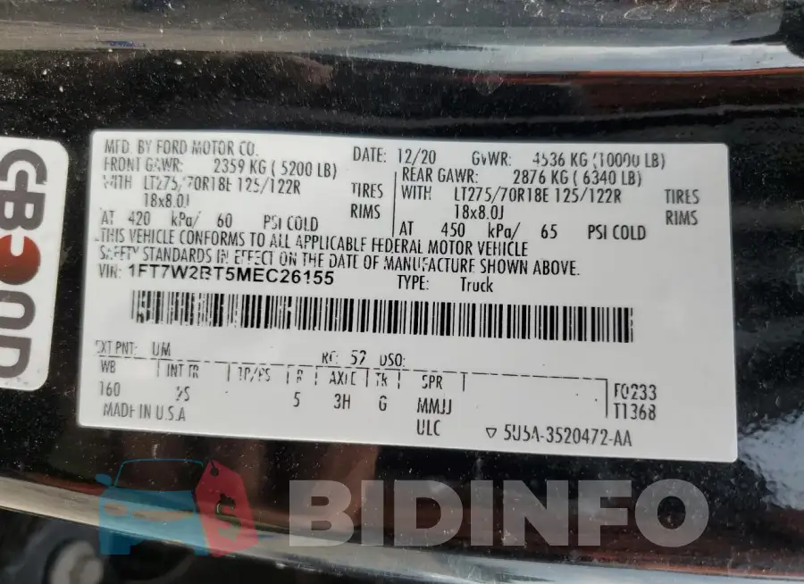 1FT7W2BT5MEC26155 Photo# 12