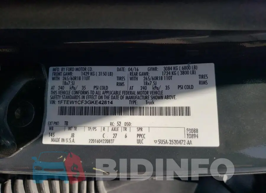 1FTEW1CF3GKE42814 Photo# 12