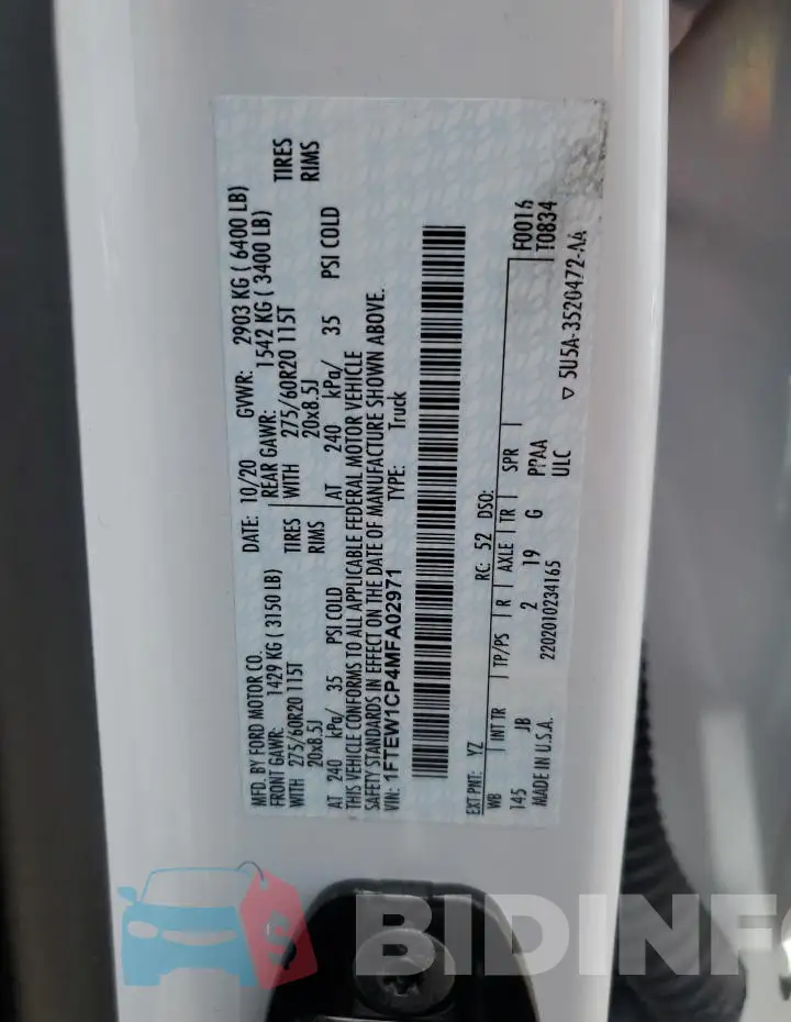 1FTEW1CP4MFA02971 Photo# 12