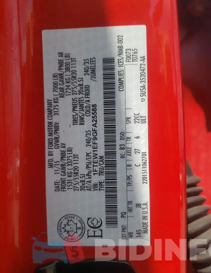 1FTEW1EF9GFA25588 Photo# 12