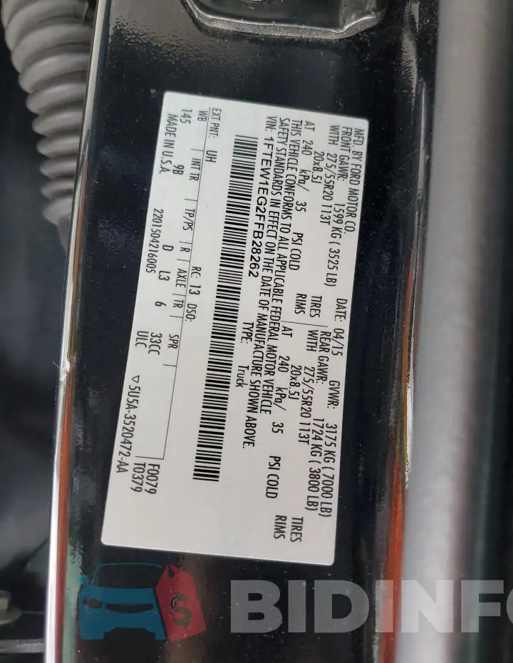 1FTEW1EG2FFB28262 Photo# 12