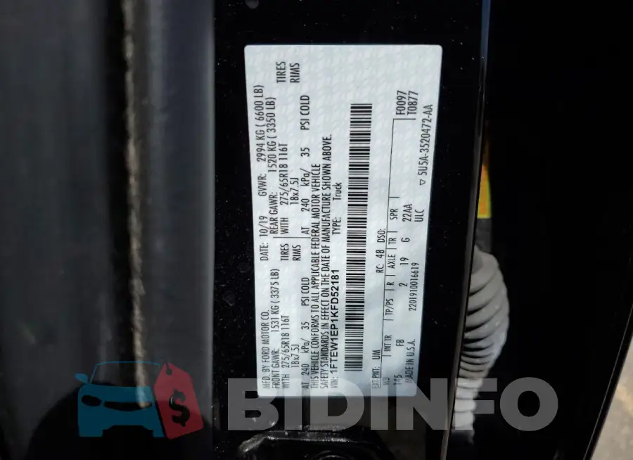 1FTEW1EP1KFD52181 Photo# 12