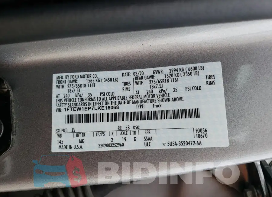 1FTEW1EP7LKE16068 Photo# 12
