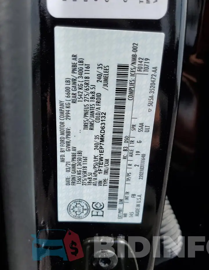 1FTEW1EP7MKD63132 Photo# 13
