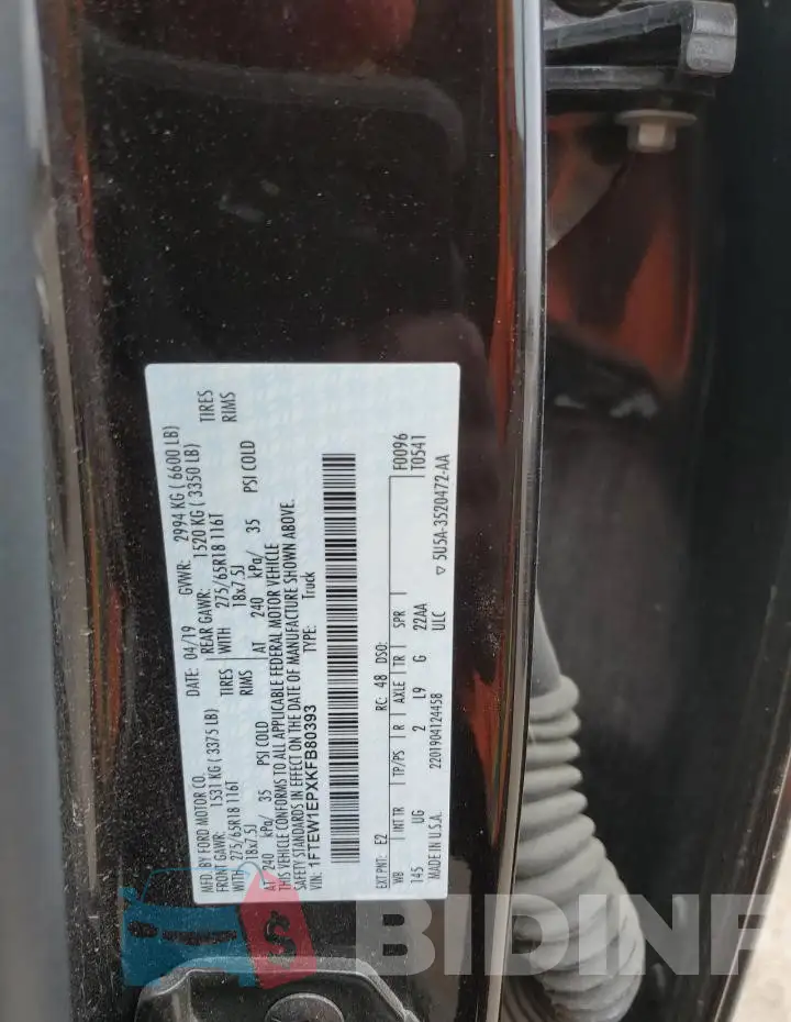 1FTEW1EPXKFB80393 Photo# 13