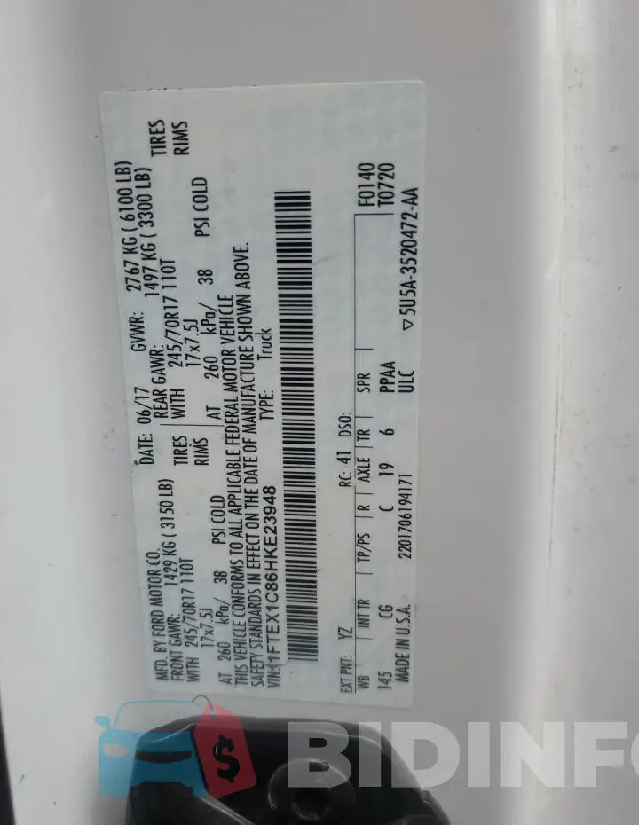1FTEX1C86HKE23948 Photo# 12