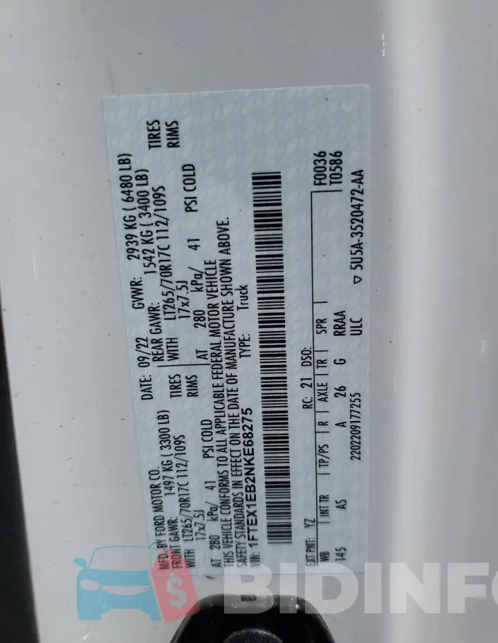 1FTEX1EB2NKE68275 Photo# 12