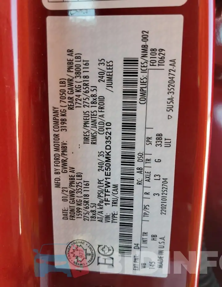 1FTFW1E50MKD35210 Photo# 12