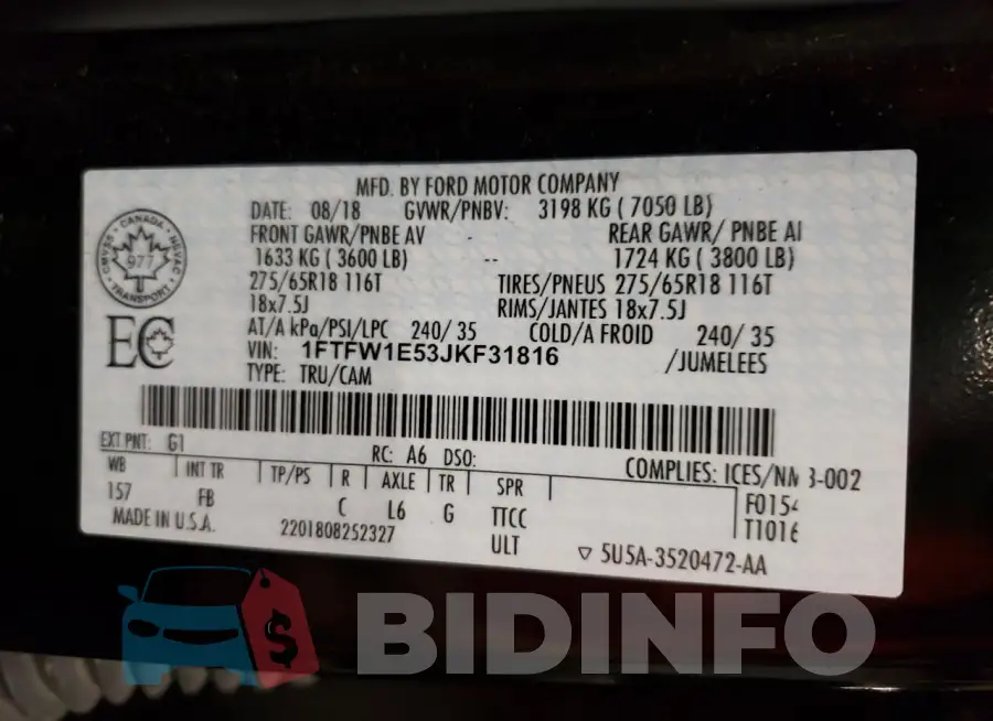 1FTFW1E53JKF31816 Photo# 12