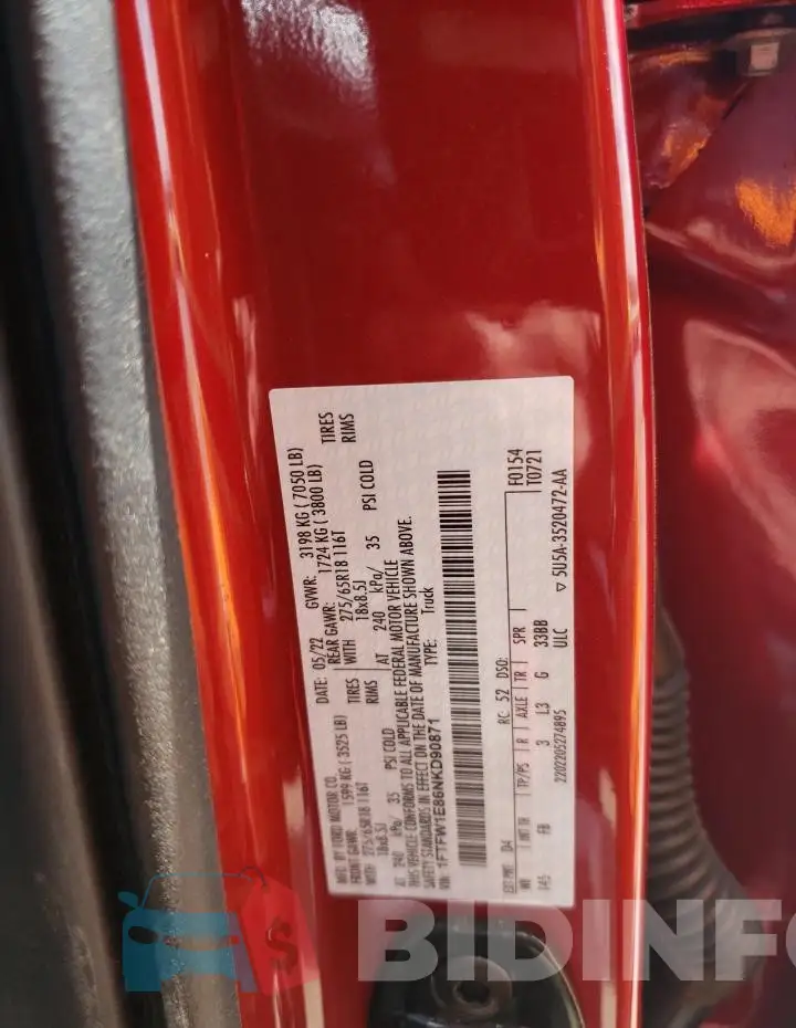 1FTFW1E86NKD90871 Photo# 12