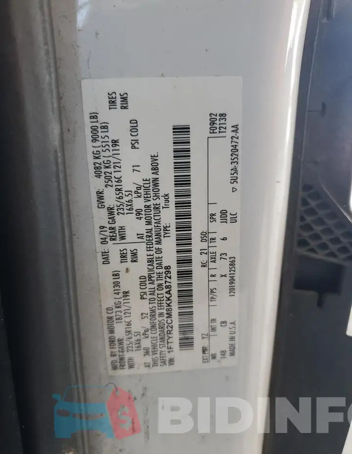 1FTYR2CM8KKA87298 Photo# 12