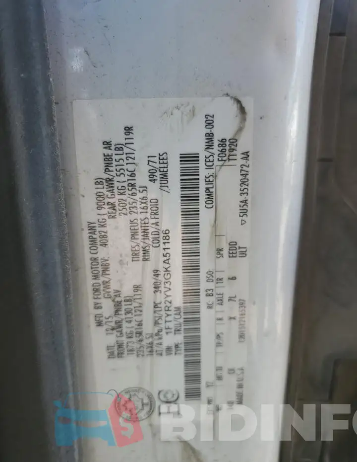 1FTYR2YV3GKA51186 Photo# 12
