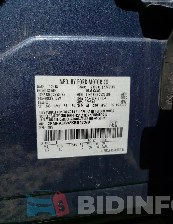 2FMPK3G92KBB43379 Photo# 13