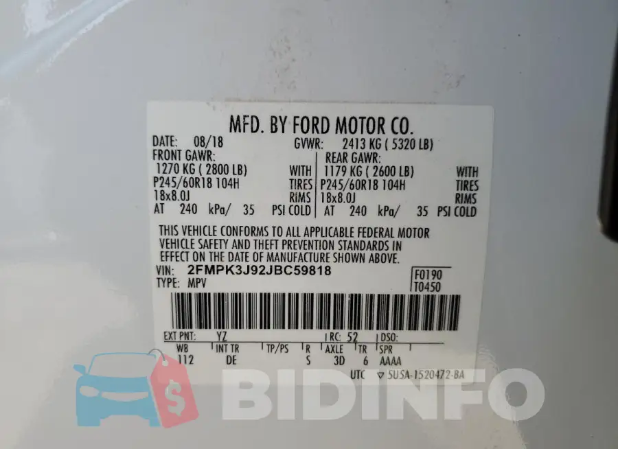 2FMPK3J92JBC59818 Photo# 13