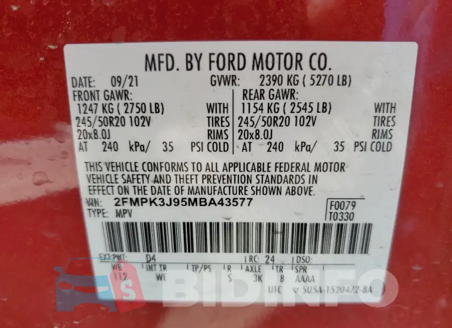 2FMPK3J95MBA43577 Photo# 13