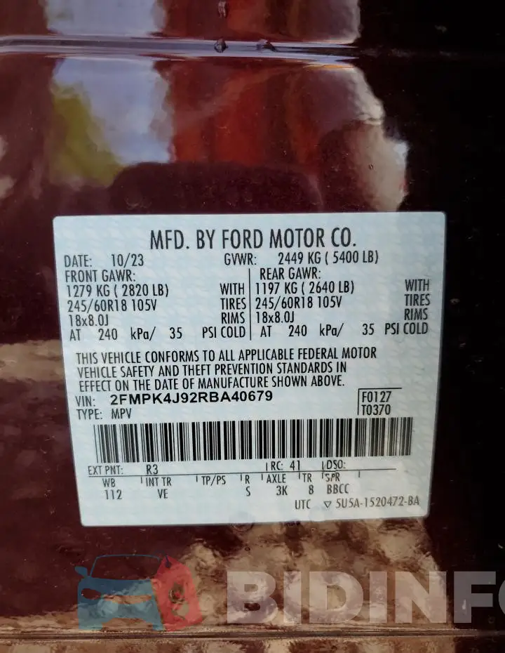 2FMPK4J92RBA40679 Photo# 13