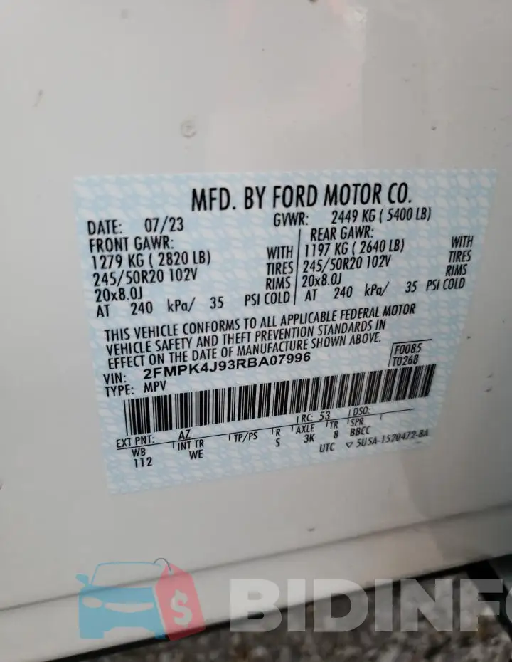 2FMPK4J93RBA07996 Photo# 13
