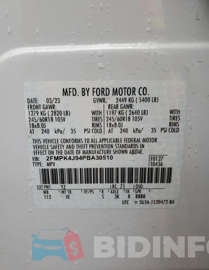 2FMPK4J94PBA30510 Photo# 12