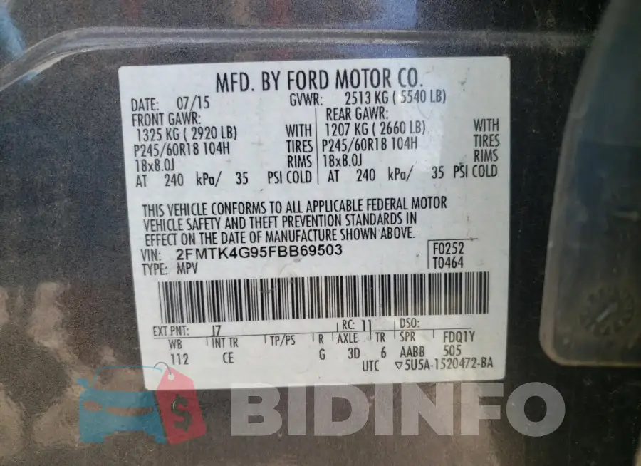 2FMTK4G95FBB69503 Photo# 14