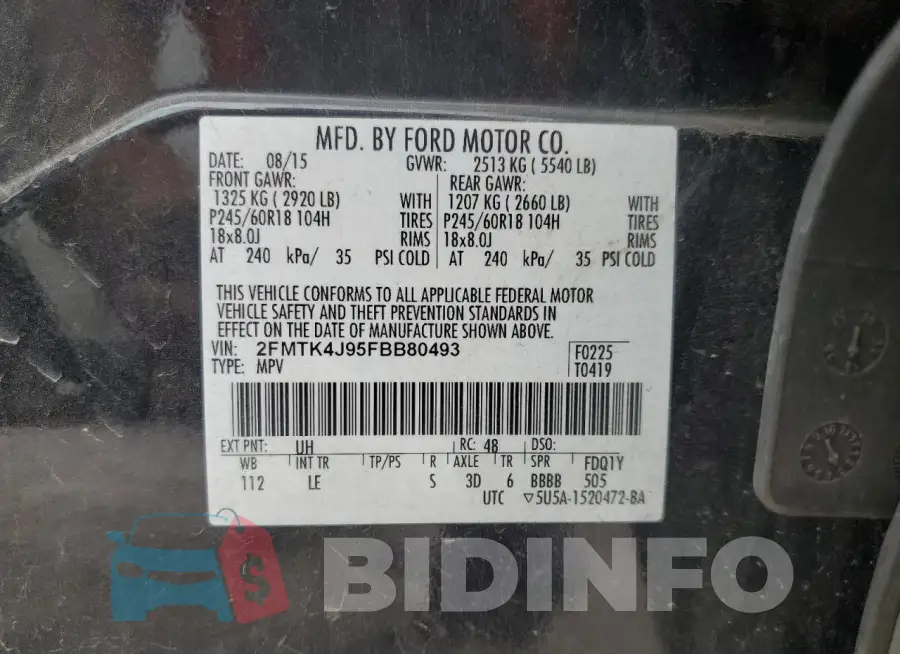 2FMTK4J95FBB80493 Photo# 13