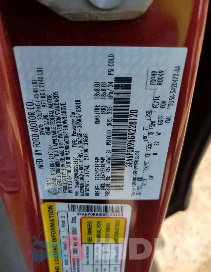 3FA6P0K96GR228120 Photo# 12