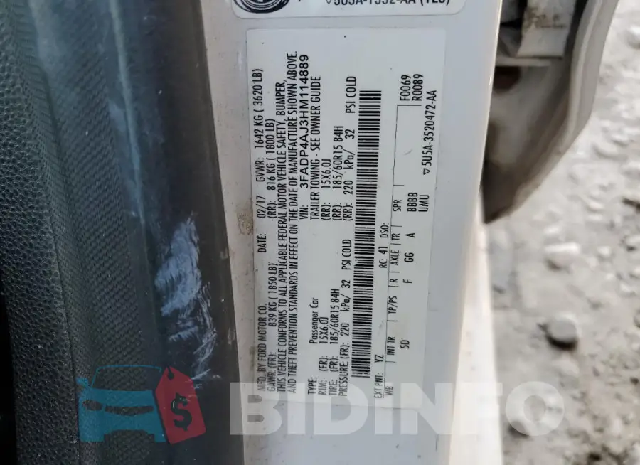 3FADP4AJ3HM114889 Photo# 12