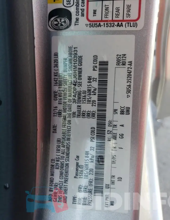 3FADP4EJ6HM103931 Photo# 12