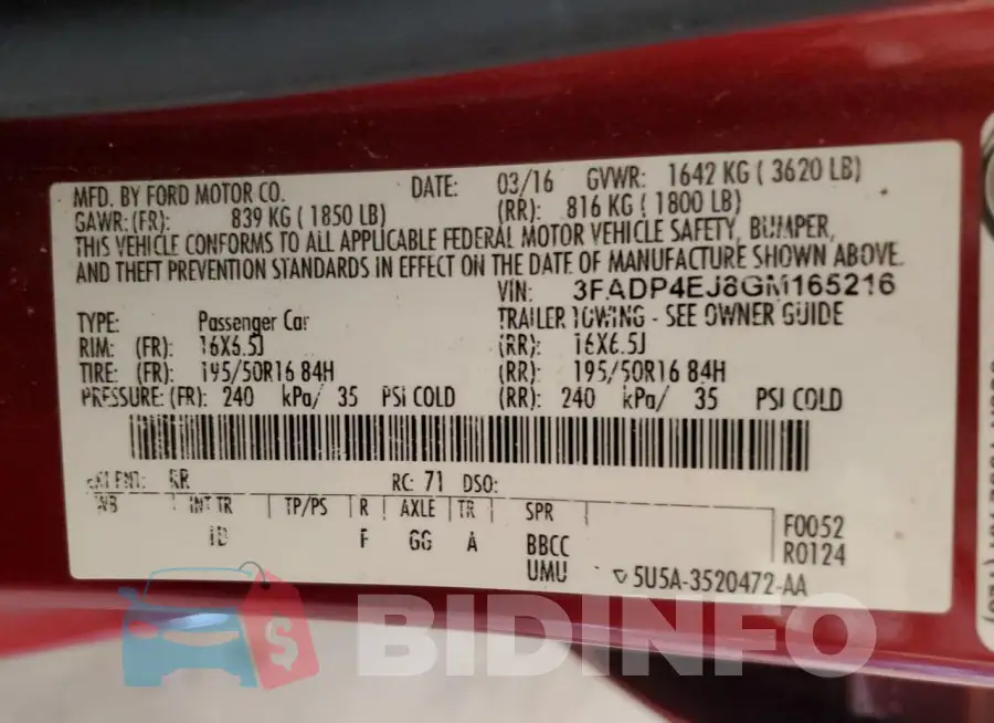 3FADP4EJ8GM165216 Photo# 12