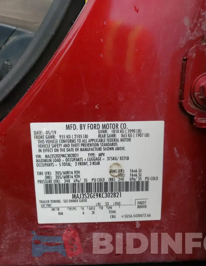 MAJ3S2GE9KC302821 Photo# 13